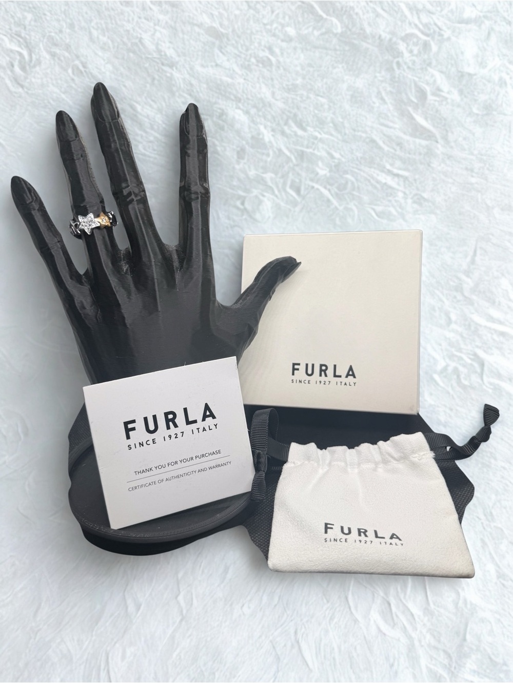 Furla Women's Two-Tone Crystal Ring - White/Rose Gold-NIB